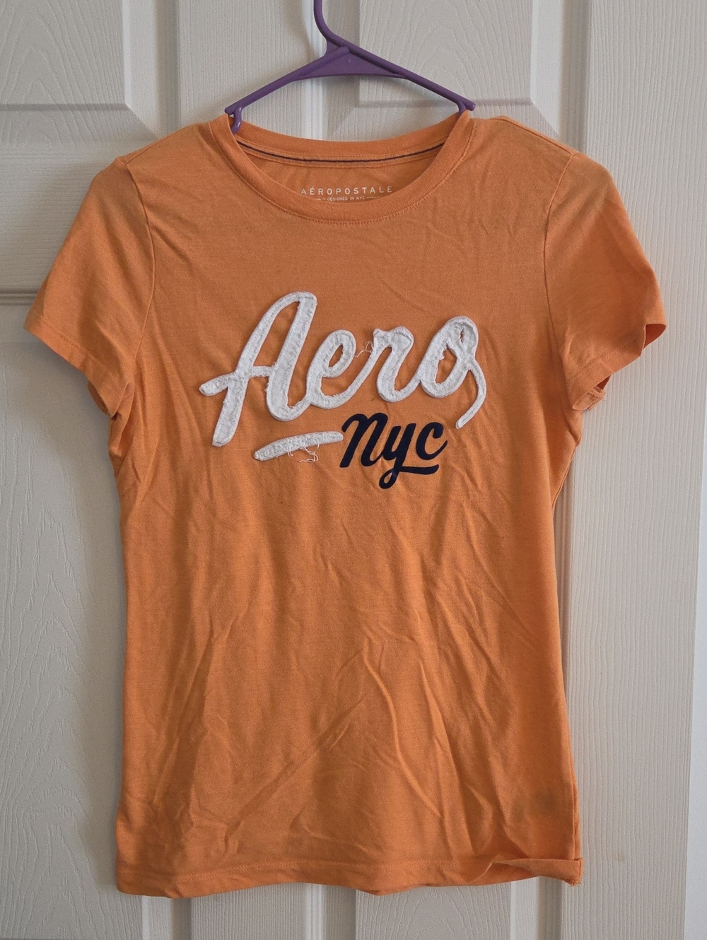 Aeropostale Orange Crew Neck Logo Tee